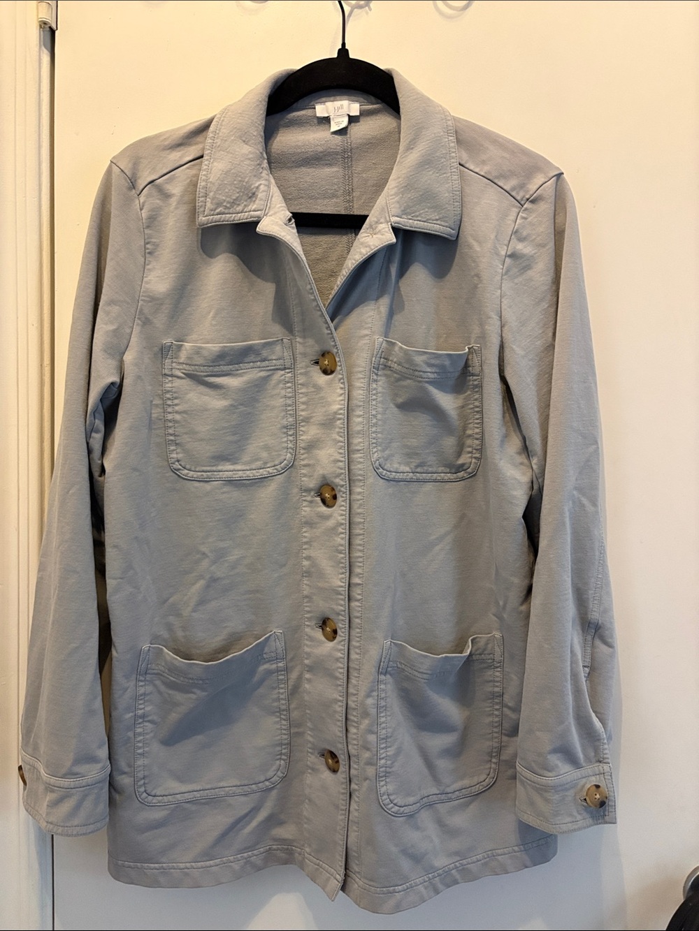 J. Jill Women’s Light Gray Button-Front Utility Jacket Size M